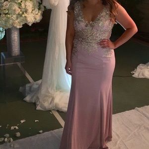 Blush gown with gold accents